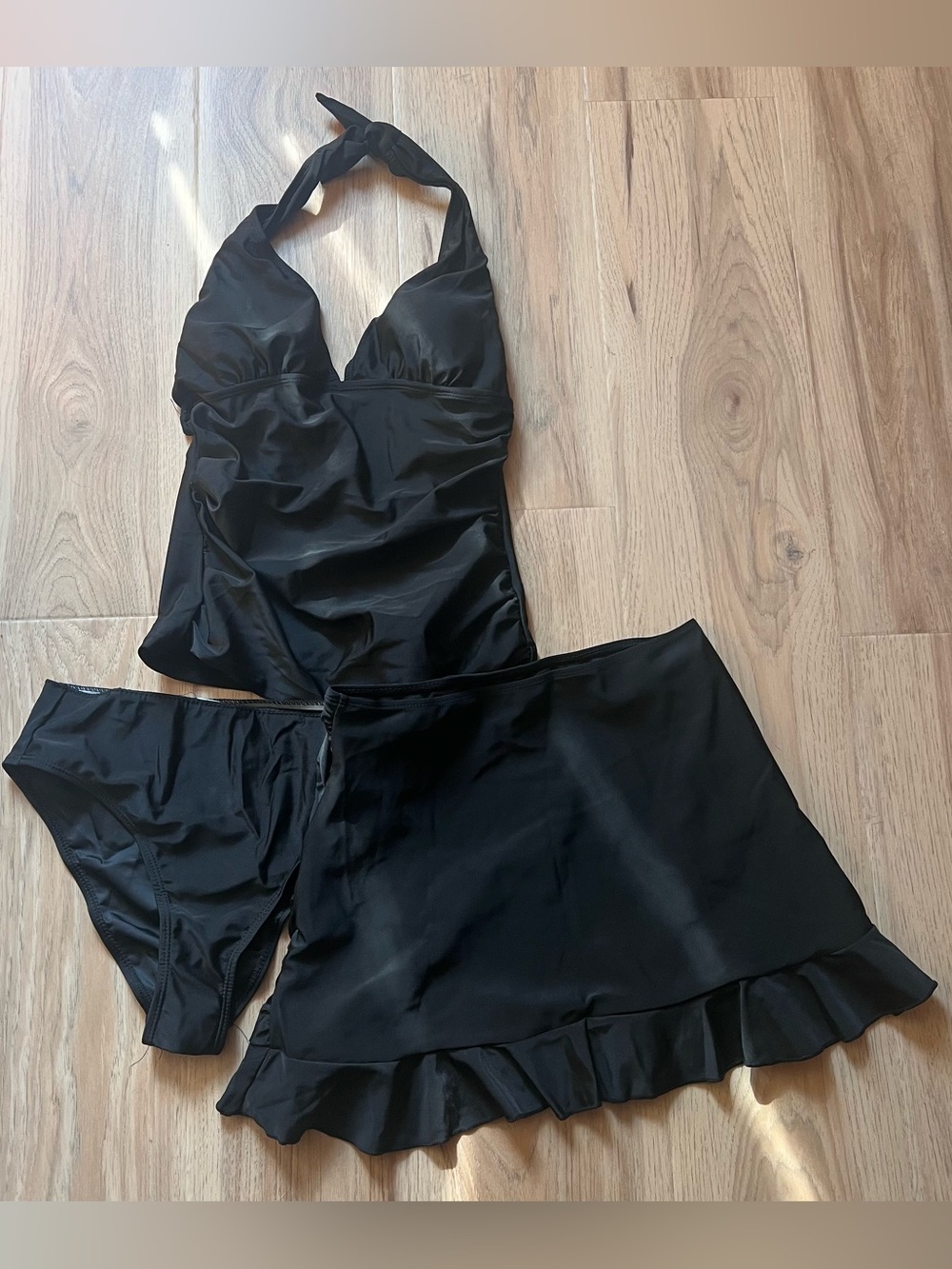 Amazon Black Halter Tankini with Cover Skirt Size Small
